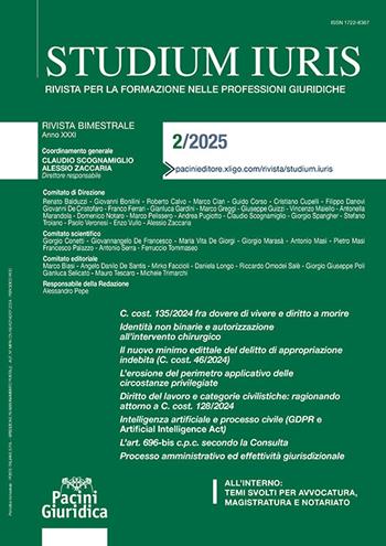 Studium iuris. Rivista per la formazione delle professioni giuridiche (2025). Vol. 2  - Libro Pacini Giuridica 2025 | Libraccio.it