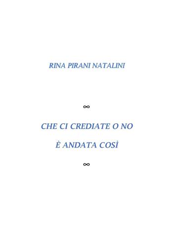 Che ci crediate o no è andata così - Rina Pirani Natalini - Libro CTL (Livorno) 2019 | Libraccio.it