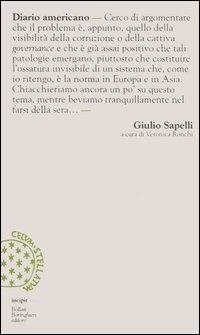 Diario americano - Giulio Sapelli - Libro Bollati Boringhieri 2006, Incipit | Libraccio.it