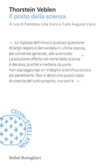 Il posto della scienza - Thorstein Veblen - Libro Bollati Boringhieri 2012, Incipit | Libraccio.it