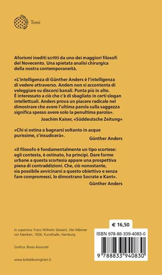 Stenogrammi filosofici - Günther Anders - Libro Bollati Boringhieri 2022, Temi | Libraccio.it