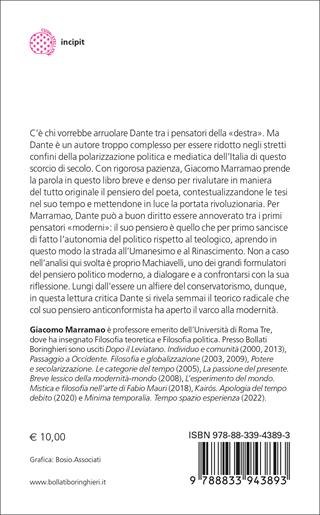 Modernità di Dante - Giacomo Marramao - Libro Bollati Boringhieri 2024, Incipit | Libraccio.it