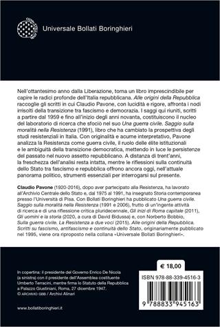 Alle origini della Repubblica. Scritti su fascismo, antifascismo e continuità dello Stato - Claudio Pavone - Libro Bollati Boringhieri 2025, Universale Bollati Boringhieri-S. scient. | Libraccio.it