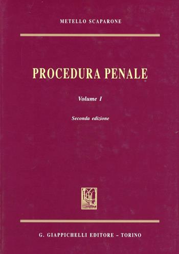 Procedura penale. Vol. 1 - Metello Scaparone - Libro Giappichelli 2010 | Libraccio.it