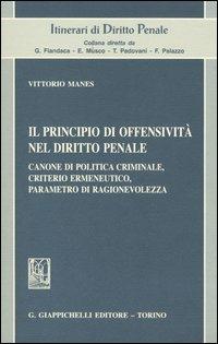 Il principio di offensività nel diritto penale. Canone di politica criminale, criterio ermeneutico, parametro di ragionevolezza - Vittorio Manes - Libro Giappichelli 2005, Itinerari di diritto penale | Libraccio.it