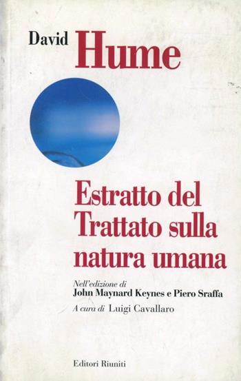 Estratto del trattato sulla natura umana - David Hume - Libro Editori Riuniti 2001, Biblioteca. Filosofia | Libraccio.it