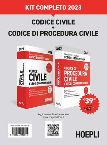 Kit completo Codice civile e Codice di procedura civile 2023 - Luigi Franchi, Virgilio Feroci, Santo Ferrari - Libro Hoepli 2023, Codici e leggi d'Italia | Libraccio.it