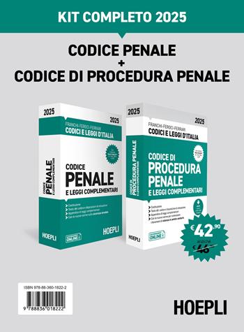 Codice penale e Codice di procedura penale 2025. Kit completo - Luigi Franchi, Virgilio Feroci, Santo Ferrari - Libro Hoepli 2025, Codici e leggi d'Italia | Libraccio.it