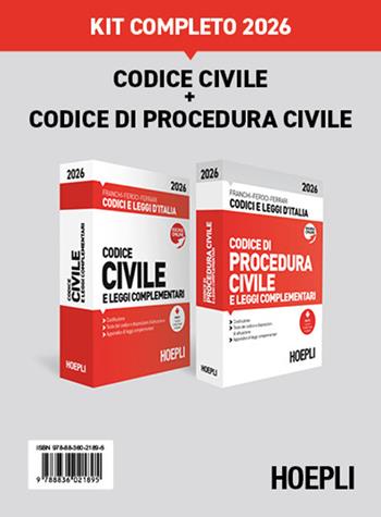 Codice civile e Codice di procedura civile 2026. Kit completo - Luigi Franchi, Virgilio Feroci, Santo Ferrari - Libro Hoepli 2026 | Libraccio.it