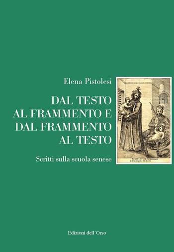 Dal testo al frammento e dal frammento al testo. Scritti sulla scuola senese. Ediz. critica - Elena Pistolesi - Libro Edizioni dell'Orso 2020, Gli argomenti umani | Libraccio.it