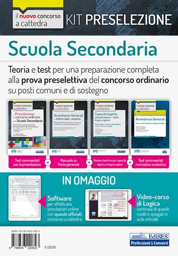 Kit preselezione Scuola secondaria. Teoria e test per una preparazione completa alla prova preselettiva del concorso ordinario su posti comuni e di sostegno. Con software di simulazione. Con Video - Emiliano Barbuto, Giuseppe Mariani, Carla Iodice - Libro Edises professioni & concorsi 2020, Concorso a cattedra | Libraccio.it