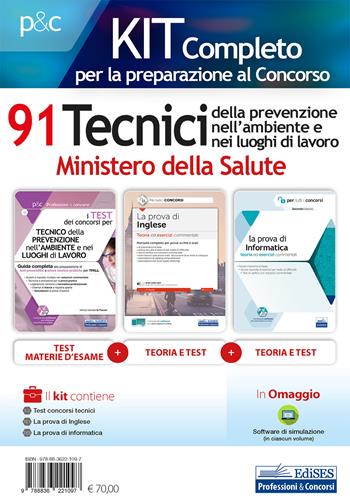 Kit completo per la preparazione al concorso 91 tecnici della prevenzione nell'ambiente e nei luoghi di lavoro. Ministero della Salute: I test dei concorsi per tecnico della prevenzione nell'ambiente e nei luoghi di lavoro-La prova di inglese-La prova di informatica. Con software di simulazione - Alfredo Gabriele Di Placido - Libro Edises professioni & concorsi 2020 | Libraccio.it