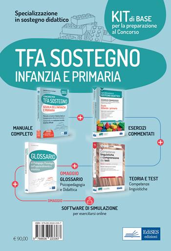 Kit di base specializzazione sostegno didattico scuola infanzia e primaria. Eserciziari + manuale + Software + Glossario.  - Libro Edises professioni & concorsi 2021 | Libraccio.it