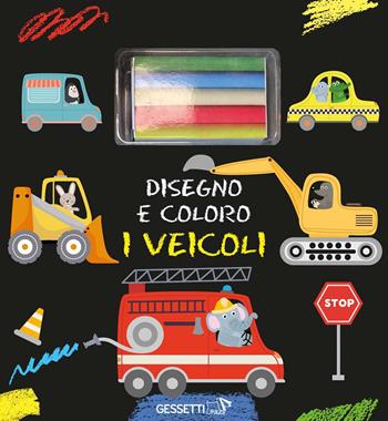 Disegno e coloro i veicoli. Ediz. a colori. Con gessetti  - Libro Pulce 2024 | Libraccio.it