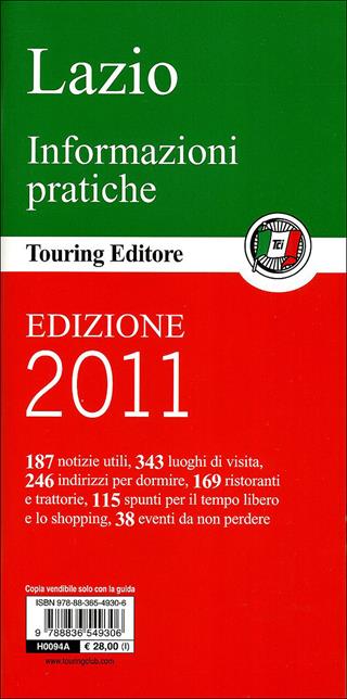 Lazio  - Libro Touring 2011, Guide verdi d'Italia | Libraccio.it