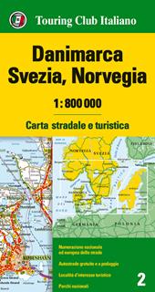 Danimarca, Svezia, Norvegia 1:800.000. Carta stradale e turistica. Ediz. multilingue