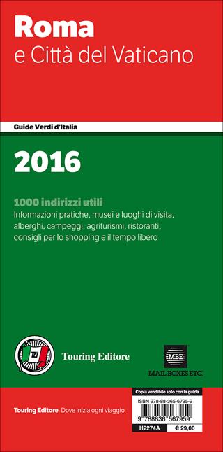 Roma e Città del Vaticano  - Libro Touring 2015, Guide verdi d'Italia | Libraccio.it