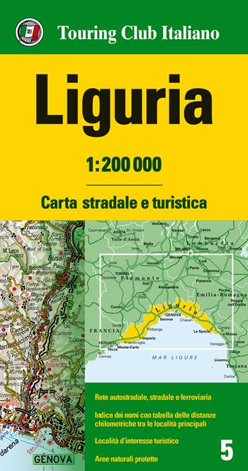 Liguria 1:200.000. Carta stradale e turistica  - Libro Touring 2018, Carte regionali 1:200.000 | Libraccio.it