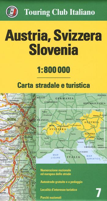 Austria, Svizzera, Slovenia 1:800.000. Carta stradale e turistica  - Libro Touring 2018, Carte d'Europa 1:800.000 | Libraccio.it