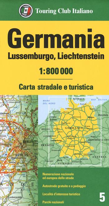 Germania, Lussemburgo, Liechtenstein 1:800.000. Carta stradale e turistica  - Libro Touring 2019 | Libraccio.it