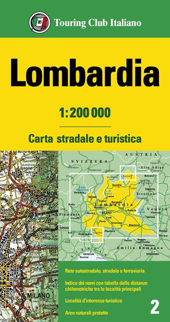 Lombardia 1:200.000. Carta stradale e turistica  - Libro Touring 2023 | Libraccio.it