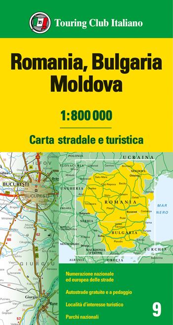 Romania. Bulgaria. Moldavia 1:800.000. Carta stradale e turistica  - Libro Touring 2023 | Libraccio.it