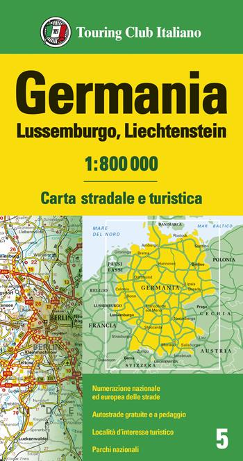 Germania, Lussemburgo, Liechtenstein 1:800.000. Carta stradale e turistica  - Libro Touring 2024 | Libraccio.it