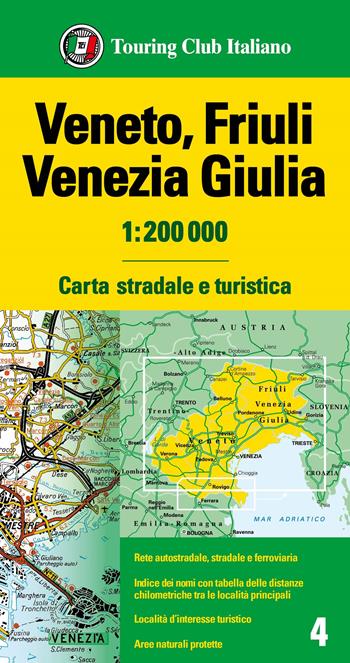Veneto, Friuli Venezia Giulia 1:200.000  - Libro Touring 2024, Carte regionali 1:200.000 | Libraccio.it