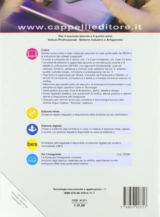 Tecnologie meccaniche e applicazioni. Per il triennio degli Ist. tecnici. Vol. 1 - Massimo Pasquinelli - Libro Cappelli 2018 | Libraccio.it
