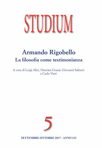 Studium (2017). Vol. 5: Armando Rigobello. La filosofia come testimonianza (Settembre-Ottobre).  - Libro Studium 2018 | Libraccio.it