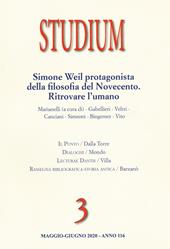 Studium (2020). Vol. 3: Simone Weil protagonista della filosofia del Novecento. Ritrovare l'umano.