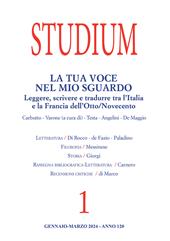 Studium (2024). Vol. 1: La tua voce nel mio sguardo. Leggere, scrivere e tradurre tra l’Italia e la Francia dell’Otto/Novecento