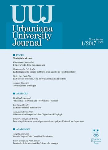 Urbaniana University Journal. Euntes Docete (2017). Vol. 1: Focus: Teologia in ricerca  - Libro Urbaniana University Press 2017, Euntes docete | Libraccio.it