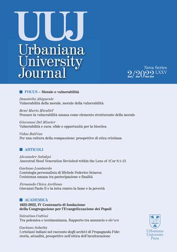 Urbaniana University Journal. Euntes Docete (2022). Vol. 2: Focus morale e vulnerabilità  - Libro Urbaniana University Press 2022, Riviste | Libraccio.it