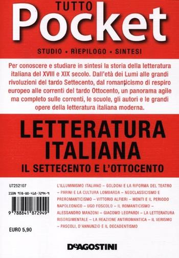 Tutto letteratura italiana. Il Settecento e l'Ottocento  - Libro De Agostini 2012, Tutto pocket | Libraccio.it