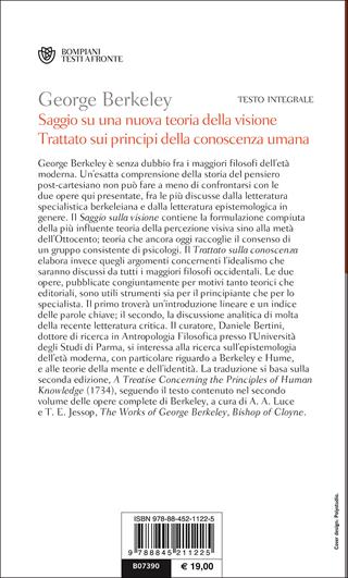 Saggio su una nuova teoria della visione-Trattato sui principi della conoscenza umana. Testo inglese a fronte - George Berkeley - Libro Bompiani 2004, Testi a fronte | Libraccio.it