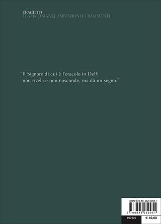 Testimonianze, imitazioni e frammenti. Testo greco a fronte - Eraclito - Libro Bompiani 2007, Il pensiero occidentale | Libraccio.it