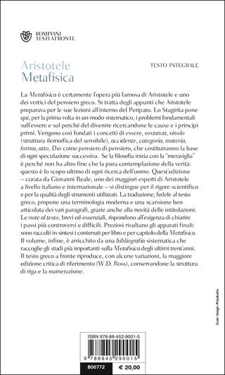 Metafisica - Aristotele - Libro Bompiani 2000, Testi a fronte | Libraccio.it