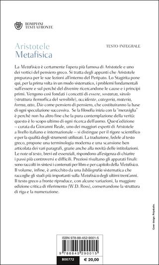 Metafisica: testo greco a fronte - Aristotele - Libro Bompiani 2000, Testi a fronte | Libraccio.it