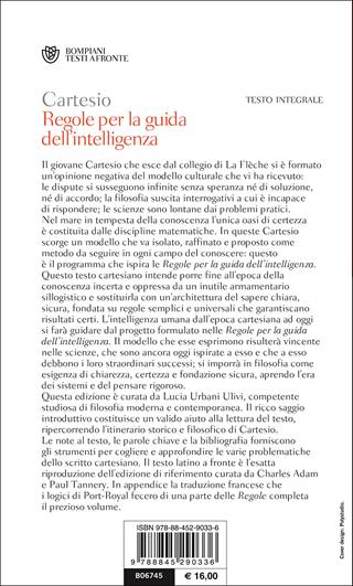 Regole per la guida dell'intelligenza. Testo latino a fronte - Renato Cartesio - Libro Bompiani 2000, Testi a fronte | Libraccio.it