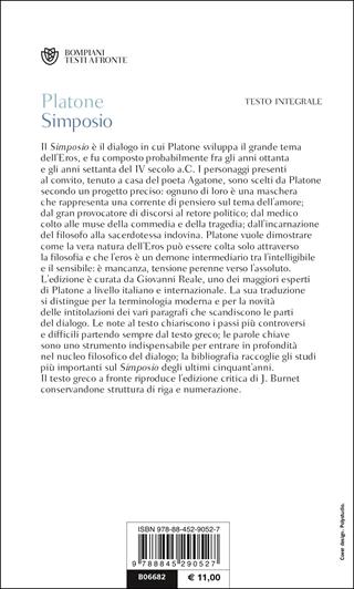 Simposio. Testo greco a fronte - Platone - Libro Bompiani 2000, Testi a fronte | Libraccio.it