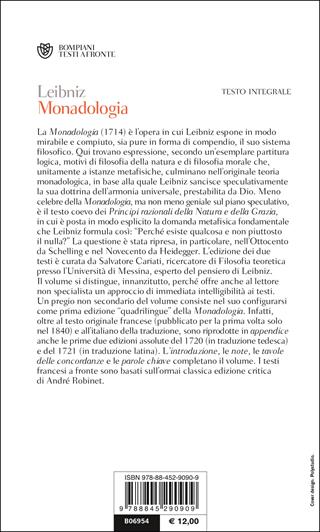 Monadologia. Testo francese a fronte - Gottfried Wilhelm Leibniz - Libro Bompiani 2001, Testi a fronte | Libraccio.it