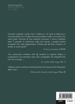 Scritti postumi (1757-2006). Testo francese a fronte - Charles L. de Montesquieu - Libro Bompiani 2017, Il pensiero occidentale | Libraccio.it