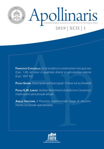 Apollinaris (2019). Vol. 1  - Libro Lateran University Press 2020 | Libraccio.it