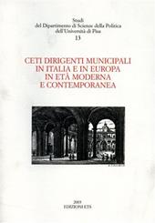 Ceti dirigenti municipali in Italia e in Europa in età moderna e contemporanea