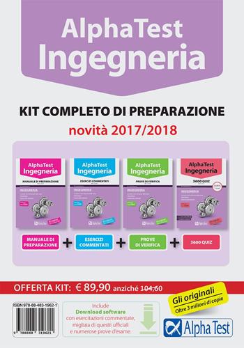 Alpha Test. Ingegneria. Kit completo di preparazione. Manuale di preparazione-Esercizi commentati-Prove di verifica-3800 quiz. Con software di simulazione  - Libro Alpha Test 2017, TestUniversitari | Libraccio.it