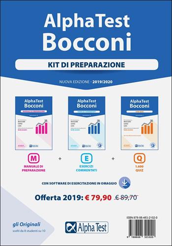 Alpha Test. Bocconi. Kit di preparazione: Manuale di preparazione-Esercizi commentati-1600 quiz. Nuova ediz. Con software di simulazione  - Libro Alpha Test 2018, TestUniversitari | Libraccio.it