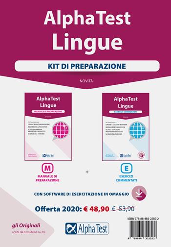 Alpha Test. Lingue. Per l'ammissione a lingue e culture moderne, mediazione linguistica, scuole superiori mediatori linguistici, scienze del turismo. Kit di preparazione: Manuale di preparazione-Esercizi commentati. Con software di simulazione - Francesca Desiderio, Alessandro Lucchese, Raffaella Reale - Libro Alpha Test 2020, TestUniversitari | Libraccio.it