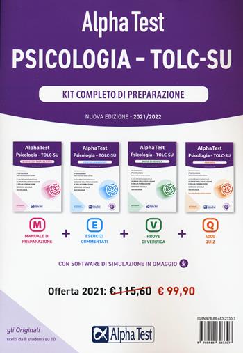 Alpha Test. Psicologia. TOLC-SU. Kit completo di preparazione - Giuseppe Vottari, Massimiliano Bianchini, Fausto Lanzoni - Libro Alpha Test 2020, TestUniversitari | Libraccio.it