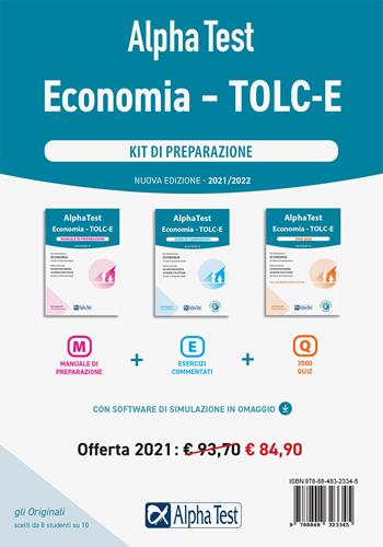 Alpha Test Economia. Tolc-E. Kit di preparazione: Manuale di preparazione-Esercizi commentati-3.500 quiz. Con software di simulazione  - Libro Alpha Test 2020, TestUniversitari | Libraccio.it